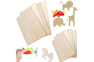 Fycooler 10Pcs Plywood Sheets for Crafts Balsa Wood Sheets 4pcs 400x300mm+6pcs 300x200mm Unfinished Basswood Sheets Board for Woodcraft Model,Crafts,Painting,Engraving,Stenciling,Staining Home Decor