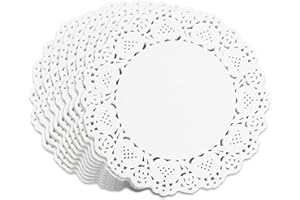 Vin Beauty 150 Pieces Paper Doilies - 8.5 inch White Lace Round Paper Doilies for Buffet, Cake, Fried Food, Party, Wedding Tableware Decoration