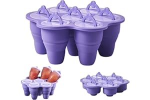 MARUKO Eisformen Eis am Stiel Silikon, Faltbare Eisformen Silikon, 7 Kavitäten Eis Am Stiel Formen, Wiederverwendbare Eisstiele für Selbstgemachtes Eiscreme - BPA Frei (lila)