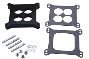 SHLPDFM 1 SET Black Carb spacers 1" Tall Ported Phenolic Carburetor Spacer Compatible with Holley 4150/4160 4bbl. SBC BBC Carb