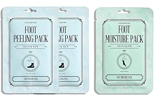 KOCOSTAR 3 calcetines mascarilla de pies: 2 exfoliantes (peeling) y 1 hidratante. Tratamiento para renovar e hidratar la piel de los pies. Con AHAs, ácido hialurónico y activos calmantes y refrescantes.