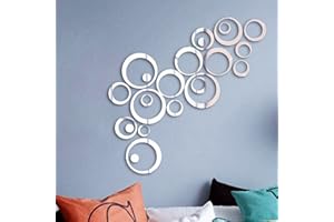 DEOMOR 24 Stück Spiegel Wandaufkleber Kreise Rund Wandsticker Wandtatoo Spiegel Wanddeko Wandkunst Selbstklebend Abnehmbar für Schlafzimmer, Wohnzimmer, Haus Deko