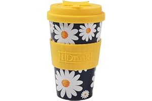 IDRINK®- Taza de café de RPET con tapa de silicona de apertura, fácil de llevar Taza de 435 ml para llevar de plástico reciclado 8,7 x 8,7 x 15 cm ergonómica 435 ml (DAISY)