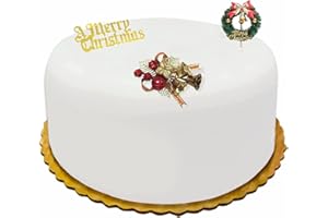 3HA HAHAHA Christmas Cake Decorations Cake Toppers Gold Holy Bell Set Uk Cupcake Decorations Kit Christmas Sign Christmas Wreath Tree (Gold Set)