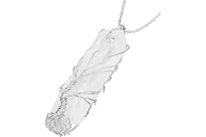 mookaitedecor Healing Crystal Rock Quartz Tree of Life Pendant,Wire Wrapped Semi Precious Stone Point Necklace