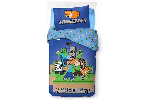 Minecraft Sängkläder för barn | 140 x 200 cm påslakan och 50 x 70 cm örngott