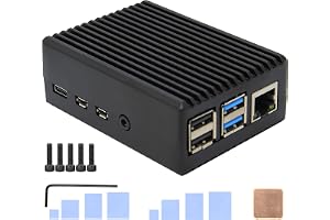 Geekworm Heavy Duty Passive Cooling Aluminum Case for Raspberry Pi 4 (P173) | Fanless, Silent, with Heatsink Pillar, CPU Copper Shim, Durable