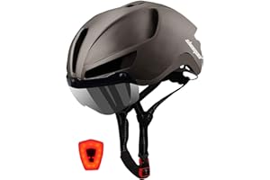 Shinmax Kask rowerowy dla dorosłych, ze światłem USB, kask rowerowy z magnetycznym wizjerem, certyfikat CE, regulowany, lekki kask rowerowy dla mężczyzn i kobiet, z torbą do przechowywania, 57-62 cm