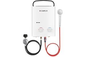 CAMPLUX AY132 Scaldabagno A Gas 5 Litri con Maniglia per Campeggio, Doccia Esterna, Butano (28-30mbar) / Propano (37mbar)