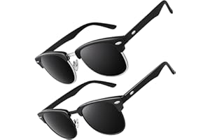 CGID MJ56 klasyczne okulary przeciwsłoneczne z polaryzacją pół oprawki metalowe nity okulary dla mężczyzn i kobiet