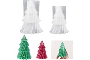 Bekecidi 2 PCS Christmas Candle Moulds for Candle Making, Christmas Tree Silicone Candle Moulds Epoxy Resin Moulds Xmas Silicone Resin Casting Molds for Making 3D Candles Soap DIY Crafts Gifts