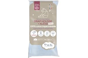 P'tit lit - Proteggi Materasso Bambino 2 in 1 | Federa + Cerata 70x140 cm | Impermeabile - 100% Cotone - Silenzioso e Soffice - Traspirante - Oeko Tex - Grigio