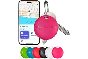 Boompods Boomtag Tracker Tag, Item Finders - Smart Bluetooth Tracker Devices, Luggage Tracker for Suitcases, Children, Pet, Wallet - Sustainable Key Finder Compatible with Apple Find My App - Pink
