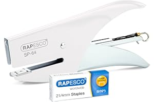 Rapesco 1381 SP-64 Pince-Agrafeuse et 1000 Agrafes de Type 21/4 mm, Capacité de 12 Feuilles, Blanc