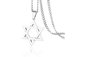 VASSAGO Collar con colgante de estrella de David Salomón de seis puntas, talismán de acero inoxidable, hexagrama judío de Israel para hombres