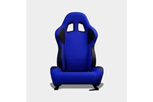 M MODAUTO MODAUTO Asiento Deportivo Coche,Semibaquet Ajustable,de Tela Azul y Cuero Negro,Adaptable para Coches,Ríeles incluidos,Piloto/Conductor Coche y Simulador de Conducción,Modelo N260L,Azul-Negro