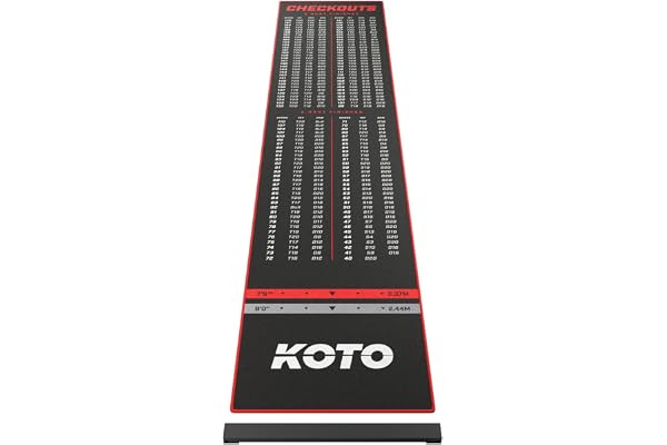 KOTO - Tapis de Fléchettes Checkout Oche 285 x 60 cm, Haute Qualité, Oche Réglable, Revêtement Antidérapant
