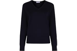 Trutex Girls School Jumper, V Neck, Cotton, Long Raglan Sleeve, Fitted, Low-Pill Fabric, Machine Washable