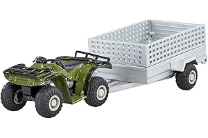 Britains Quad avec remorque - Ensemble de Collection échelle 1:32 pour Enfants et Adultes - Jouets en métal intérieur/extérieur - Jouets éducatifs +3 Ans - Cadeaux d'anniversaire et de Noël