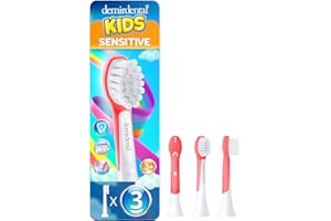 ‎DEMIRDENTAL 3er demirdental for Kids – wymienne końcówki pasujące do sonicznych szczoteczek do zębów Philips Sonicare dla dzieci od 3 lat, HX6033 HX6034, Mini, Czerwony