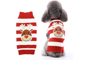 LATRAT Boże Narodzenie sweter dla psa, ubranie bożonarodzeniowe, kostium bożonarodzeniowy, ciepły szczeniak, średnie psy (rozmiar XL, czerwony łoś)