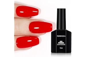 TOMICCA Smalto Semipermanente Rosso, 15ml UV LED Soak Off Semipermanente Rosso per Nail Art Gel Nail Design