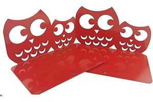 WINTERWORM Fermalibri antiscivolo in metallo, con gufi, 1 coppia Red