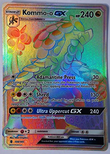 Pokemon, S&amp;M Guardian Rising, Kommo-o GX 159/145,Secret Rare, New, Full Art