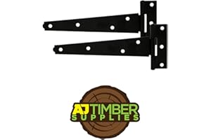 AJ Timber - Pair of 8" Black Tee Hinges - Garden Gate/Shed Door