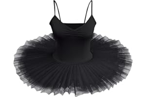 IDOPIP Ballet Leotards for Women Swan Lake Ballerina Costume Camisole Skirted Leotard Professional Adult Swan Ballet Tutu Skirt Hard Organdy Platter Performance Skirt for Practice