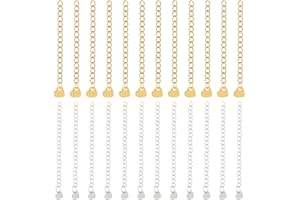 UNICRAFTALE 40pcs 2 Couleurs Chaîne D'Extension de Bracelet de 60mm 304 extrémités Acier Inoxydable avec Breloques en Forme de Cœur Chaîne D'Extension de Bijoux Métal Extension de Chaîne
