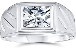 BLING JEWELRY Personalizzare quadrato geometrico Invisible Cut AAA CZ Side Design Watch Band Dichiarazione Unisex Donne Plus Size Anello di fidanzamento maschile Anello da mignolo per uomini .925 Sterling Silver