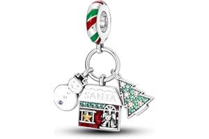 Parmuz 925 Sterling Silver Christams Charm for Bracelet Snowflake Halloween Dangle Charm Beads Santa Claus Snowman Deer Bead Charm, Merry Christmas Gifts for Women