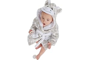 Bamu Baby Town Peignoir de bain unisexe à capuche en polaire douce Tailles 6-24 mois 2-6 ans