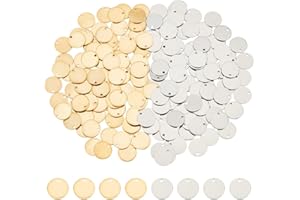 DICOSMETIC 160 Uds 2 Colores Colgantes de Etiqueta En Blanco Estampados Colgantes Redondos Planos 12mm Colgantes de Nombre de Grabado En Blanco Dijes Grabables de Acero Inoxidable A Granel