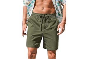 NITAGUT Men's Shorts Linen Knee Length Work/Running/Sports Shorts Stretch Fit Summer Lounge Drawstring Beach Shorts with Pockets