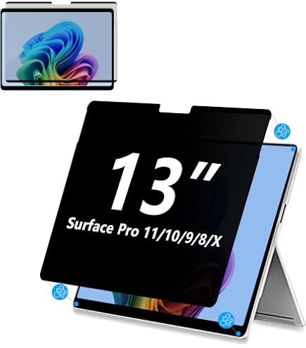 MEGOO 2 Pellicole Vetro Temperato 9H Per Microsoft Surface Pro 11/Pro 10/Pro 9/Pro 8/Pro X 13″ – Anti Graffio