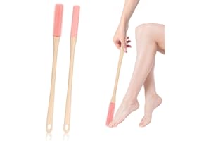 Nutmanel 2 pezzi Spazzola per Piedi da Doccia, Spazzola per la Pulizia dei Piedi, con Testine in Due Misure, Non C'è Bisogno Di Piegarsi, per Anziani, Incinte, Disabili, ecc, Rosa