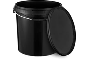 BenBow Seau avec Couvercle 20l Noir 3X 20 litres - Alimentaire, Stable, hermétique, étanche - récipient de Stockage en Plastique avec poignée en métal - Vide