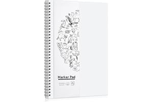 WSICSE Marker Papier, A4 Skizzenbuch 200g/m² Dickes Papier Zeichenpapier Sketchbook mit Spiralbindung für Alkoholmarker Aquarell Zeichnen (30 Blatt/60 Seiten)