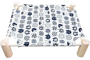 Vinnykud Lit en Toile en Bois Massif pour Animaux De Compagnie Lit pour Chien Lit pour Chat Hamac Quadrangulaire pour Chat pour Animaux De Compagnie Lit en Bois Cadre en Pin Amovible Et Lavable