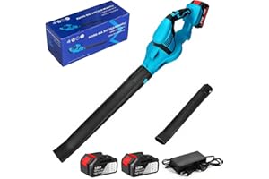 PUROVA Soplador de Hojas Bateria, 21V Sopladora de Hojas con Bateria, Soplador de Hojas con 2X 4,0Ah Baterias, Soplador de Aire Potente para el Cuidado del Césped, (con 2 Baterías)
