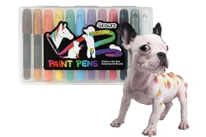 Opawz 12 Bolígrafos de Pintura para Mascotas, Tinte Temporal para el Pelo de Perro, Crayones de Colores, Pintura de Marcado para Perros, Gatos, Aves y Caballos
