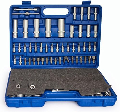 Pandamoto 108 PCS DR 1/2"&amp;1/4" Socket Set Screwdriver Torx Ratchet Driver Bit Spanners with Carrying Case