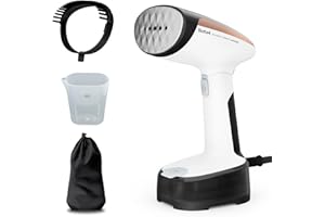 Tefal Access Steam Pocket Handheld Clothes Steamer, Ultra-Compact Design, Foldable Head, 15-Second Ready, 1300W, Steam Output up to 20g/min, Lightweight, DT3052G0, Black & White & Rose Gold