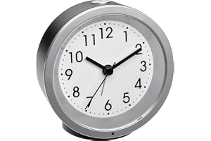 TFA Dostmann analog väckarklocka, 60.1034.01, utan tickande, tyst väckarklocka, svart