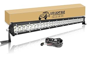 RIGIDON Barra Led 24 Pulgadas 61cm 180W Slim Barra de Luz Led con Arnés de Cableado, haz puntual 12V 24V IP67 Impermeable Faros Trabajo Foco Led para 4x4 Off Road Tractor Coche Camion Barco