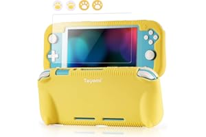 Teyomi Case for Nintendo Switch Lite 2019 with Tempered Glass Screen Protector, 4 Pcs Thumb Grips & 2 Game Cartridges, Silicone Protective Cover with Standable, Shock-Absorption & Anti-Scratch Design