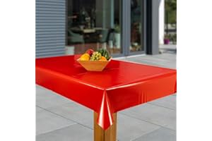 ‎LARO laro Wachstuch-Tischdecke Abwaschbar Garten-Tischdecke Wachstischdecke PVC Plastik-Tischdecken Eckig Meterware Wasserabweisend Abwischbar, Muster:Uni rot, Größe:100x100