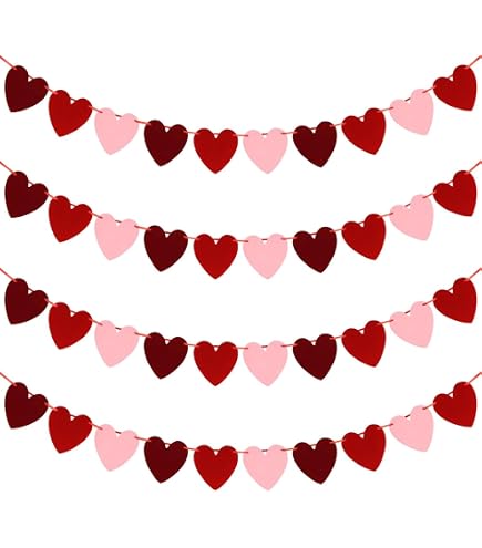 Guirlande Cœurs En Papier – 4 X 4 Mètres – Décoration Fête Saint‑Valentin, Mariage, Anniversaire